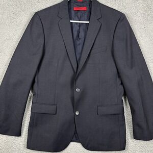 Hugo Boss Virgin Wool Blend Blazer Sport Coat Mens 40R Dark Navy‎ Blue Stretch